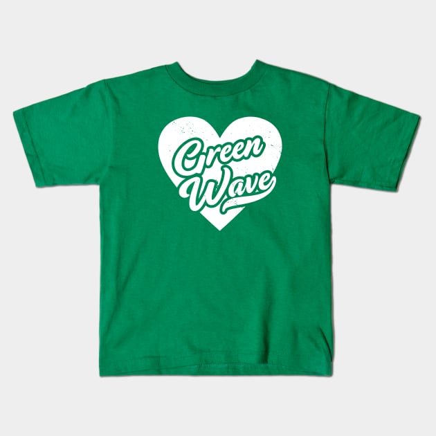 Vintage Green Wave School Spirit // High School Football Mascot // Go Green Wave Kids T-Shirt by SLAG_Creative